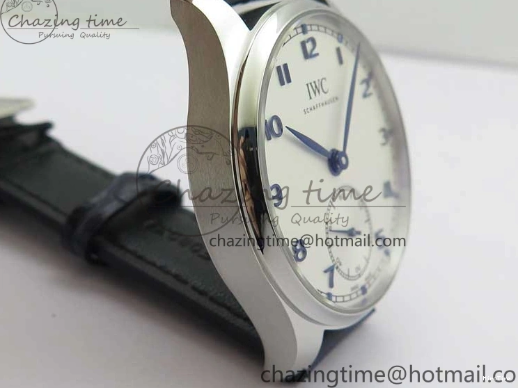 MIROTIME 0411 Packable Portuguese IW358304 ZF 1:1 Best Edition SS White Dial Blue Markers on Leather Strap A 7079